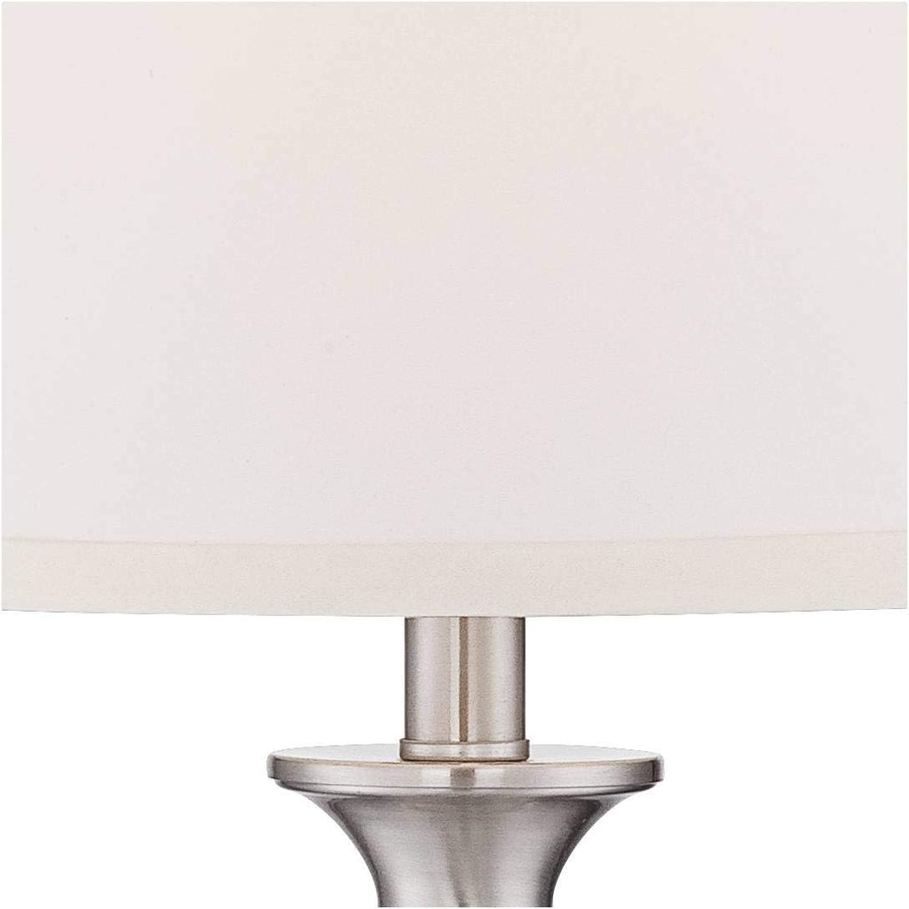 Regency Hill Blair Traditional 3-Way Table Lamps 25' Tall Set of 2 with Dimmers Brushed Nickel Metal Candlestick White Fabric Drum Shade for Bedroom Living Room House Bedside