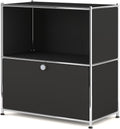 32.5-Inch Flip-Top Storage Cabinet with Detachable Wheels, Metal Side Table and Small Sideboard Cabinet for Living Room, Bedroom, Office, Orange