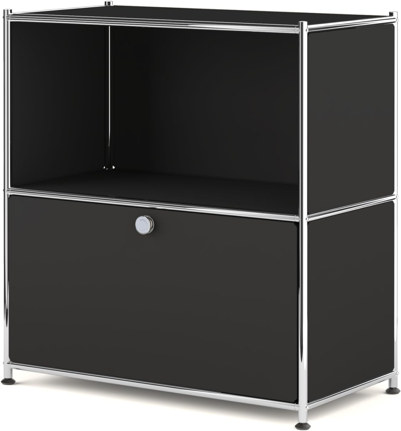 32.5-Inch Flip-Top Storage Cabinet with Detachable Wheels, Metal Side Table and Small Sideboard Cabinet for Living Room, Bedroom, Office, Orange