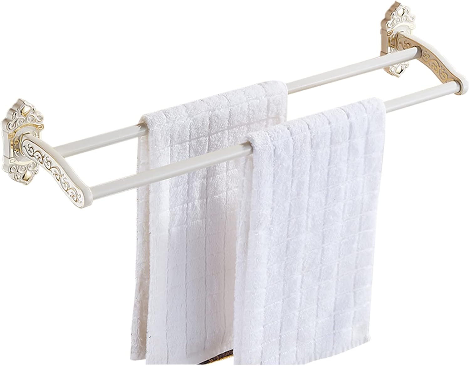 Towel Rack Towel Holder Wall Mounted Towel Bar Self Adhesive Towel Rack No Drilling Anti-Rust Space Aluminum Used in Toilets and Toilets/White A
