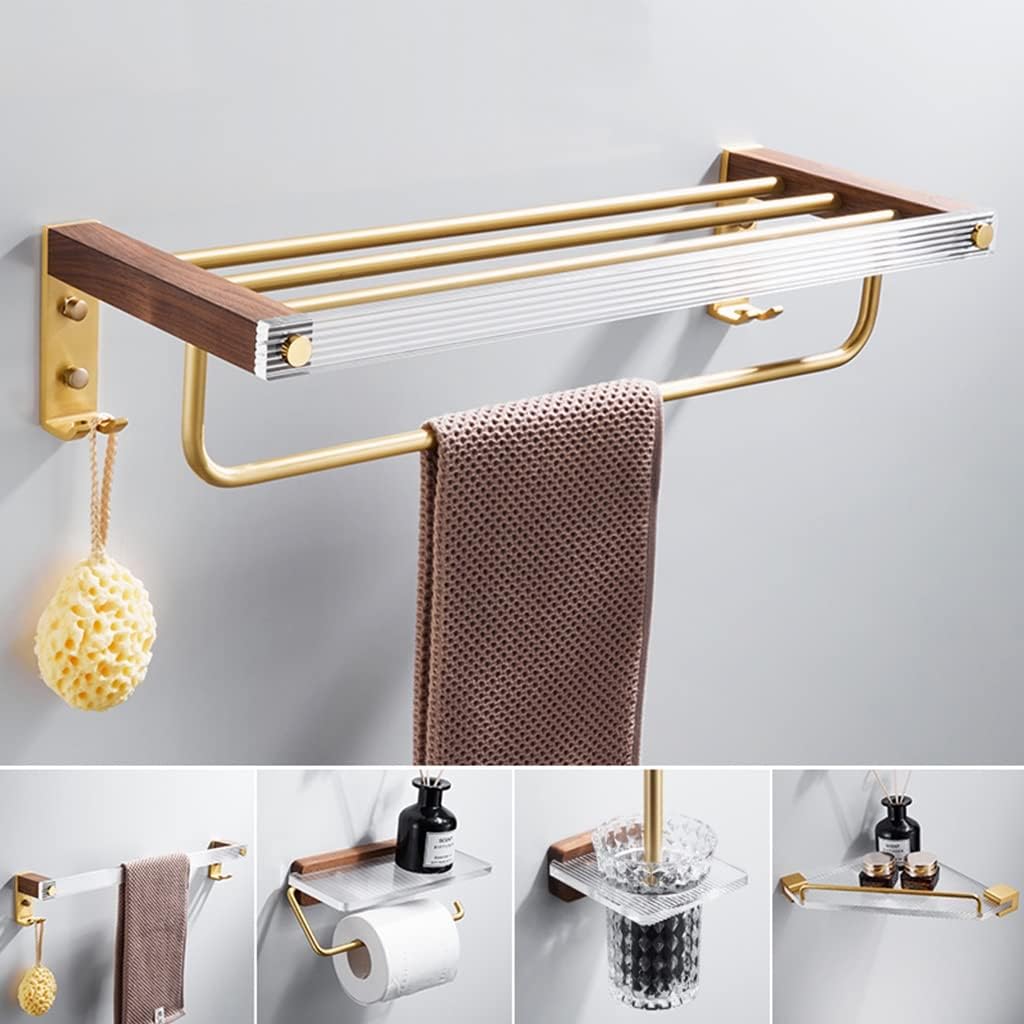 Towel Bars Acrylic Bar, Light Solid Wood Bathroom Accessory Set, Wall Mounted Accessories Kit Hardware(Bath Towel Rack)