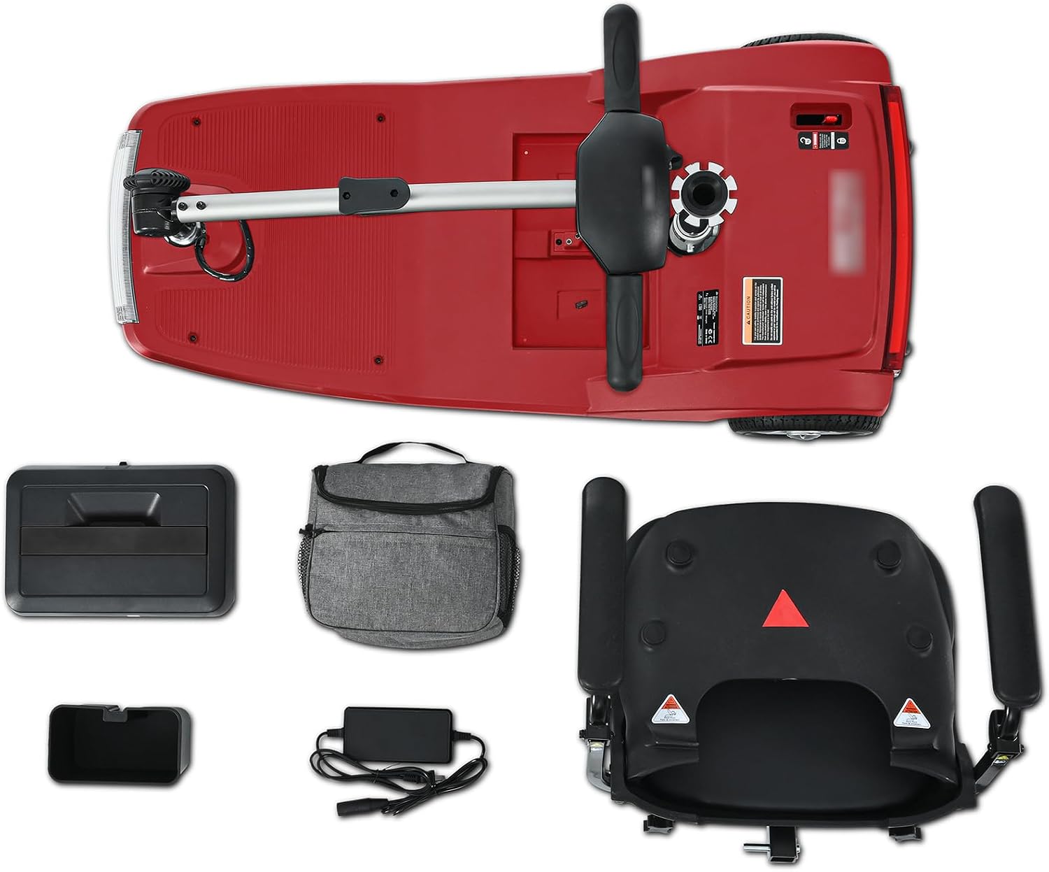 Mobility Scooters for Seniors & Adults 350 Lb Weight Foldable,All-Terrain 4-Wheel Powered Scooter,Lightweight Portable Folding Design,Disability Electric Wheelchair,w/Led Lights,15Miles,red