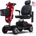 Mobility Scooters for Seniors & Adults 400 Lb Weight Foldable,All-Terrain Heavy Duty 4 Wheel Powered Scooter,Portable Disability Mobile Electric Wheelchair with Comfort Seat,15Miles,5MPH,red