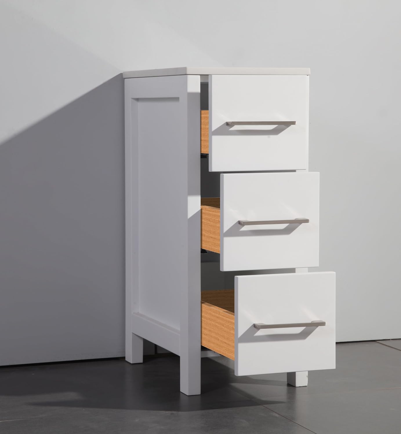 Vanity Art 54 Inch Under Mount Single Sink Bathroom Vanity Cabinet with 1 Mirror, Ceramic Top Bathroom Cabinet Compact Set with 8 Dovetail Drawers and Brushed Nickel Handles, VA3030-54-W