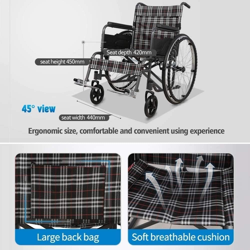 Wheelchair Aluminum Alloy, Manual Wheelchair Lightweight Folding Scooter Disabled Four Wheel Bearing Weight 130Kg/286lbs