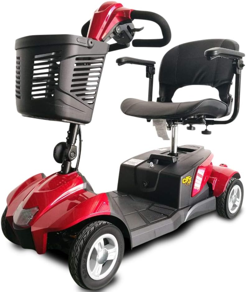 Ev Rider CityCruzer 4 Wheels Transportable Mobility Scooter, Red