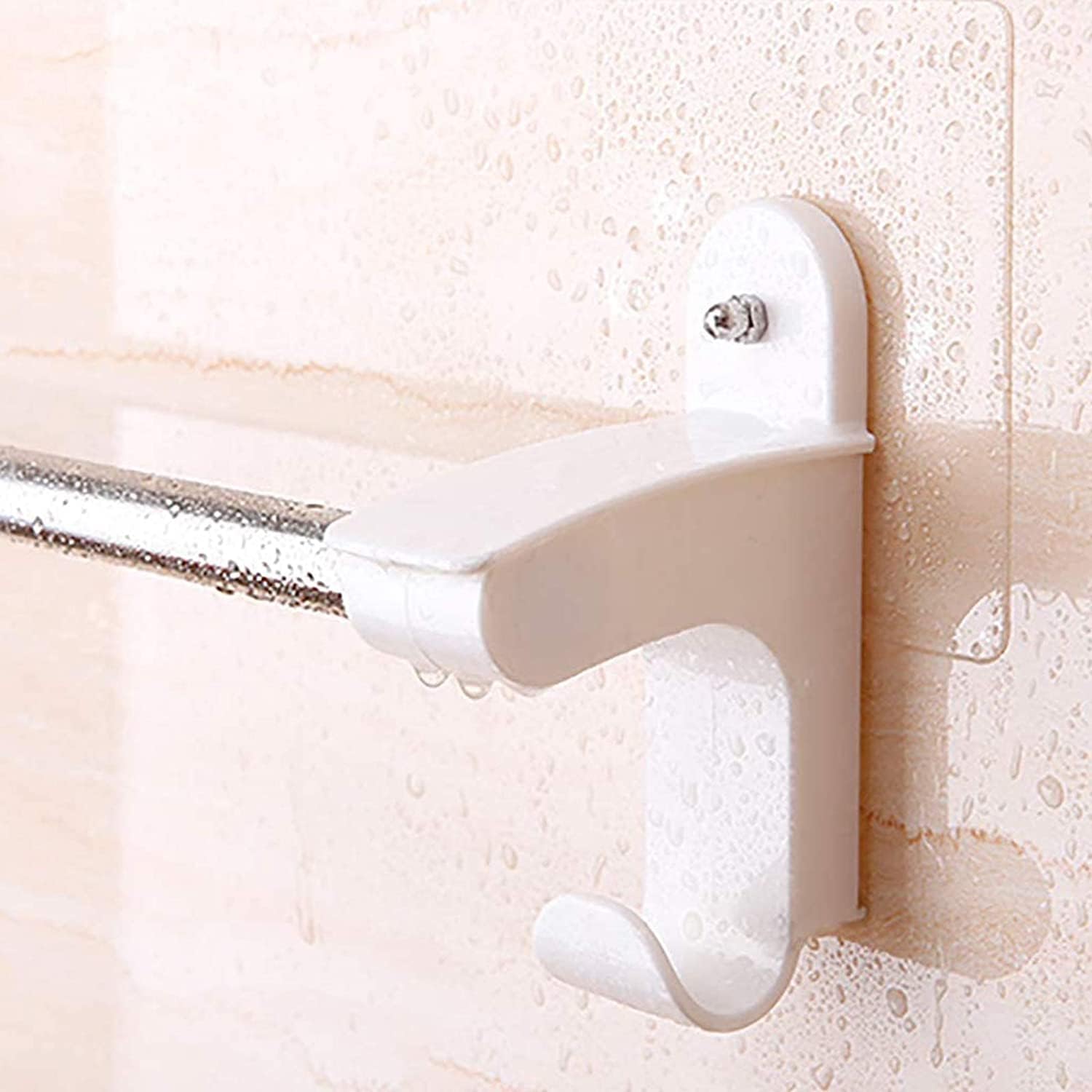 Towel Rack Wall Mounted Towel Bar, Self Adhesive Towel Holder Double Bar Waterproof Stainless Steel Bathroom with Hooks Towel Rail Towel Holder Bathroom Hardware Pendant