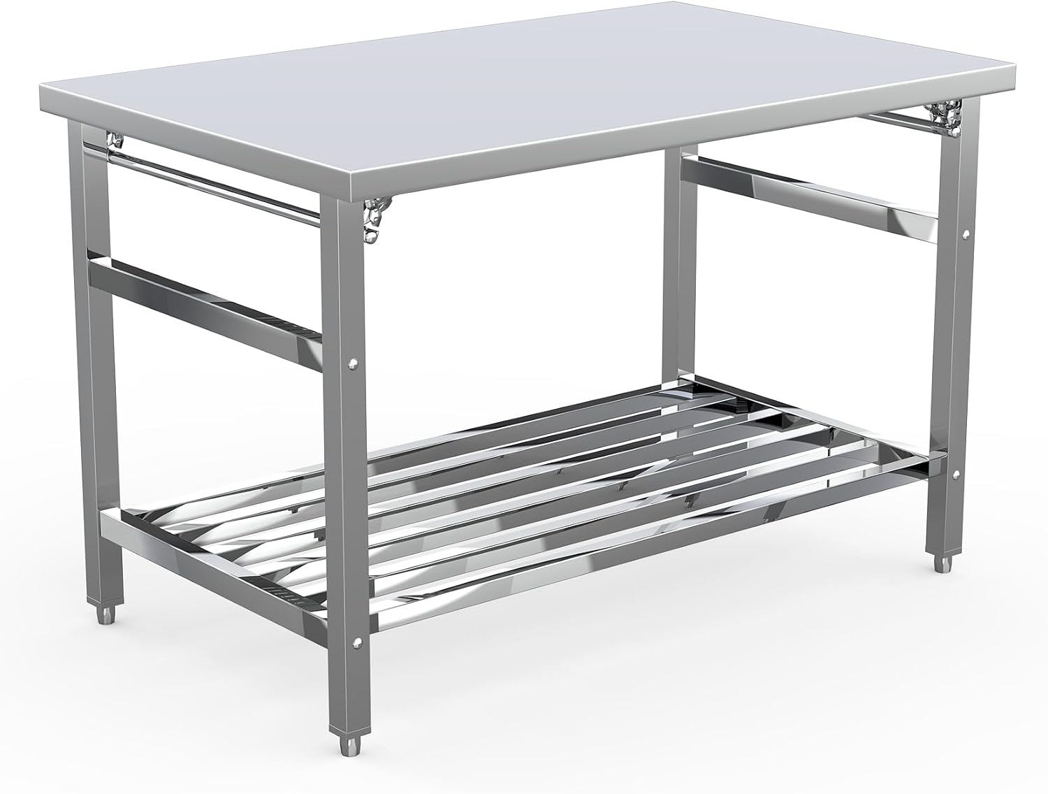 Garvee 48x30 in NSF Stainless Steel Folding Table – Heavy-Duty Commercial Prep Table for Kitchen, Restaurant & Home, 500 LBS Capacity with Adjustable Undershelf, Easy to Assemble