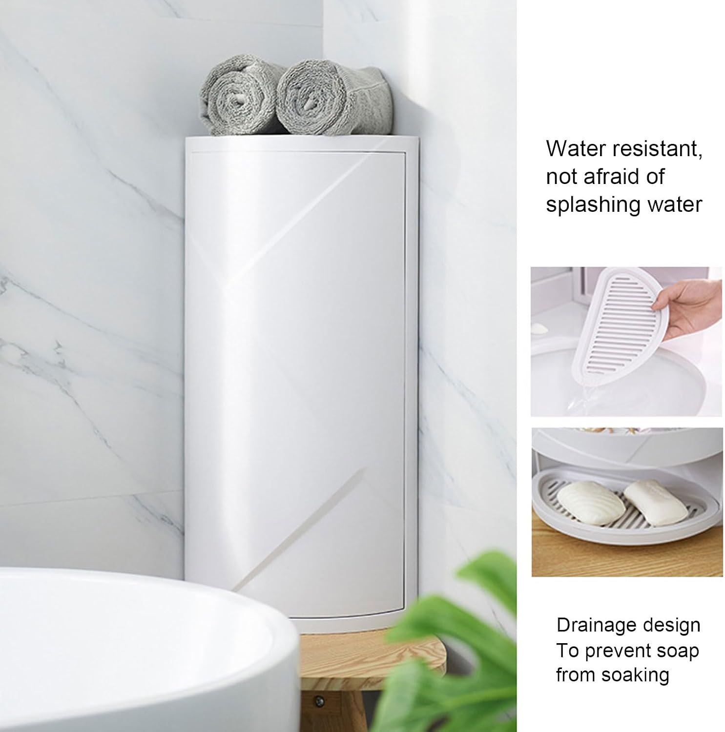 PP Bathroom Corner Shelf, 360 Degree Rotating, 2 Tier Cosmetic Storage Rack with Design, Proof, Spacious Countertop Organizer for Bedroom, Kitchen, and Bath (Grey)