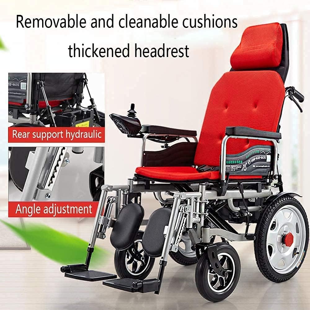 Electric Wheelchair, Electric Wheelchair Folding Lightweight Powerchair Smart with EASB Braking Assist System and Electric Current Or Use As Manual,Suitable for Elderly People with Disabilities