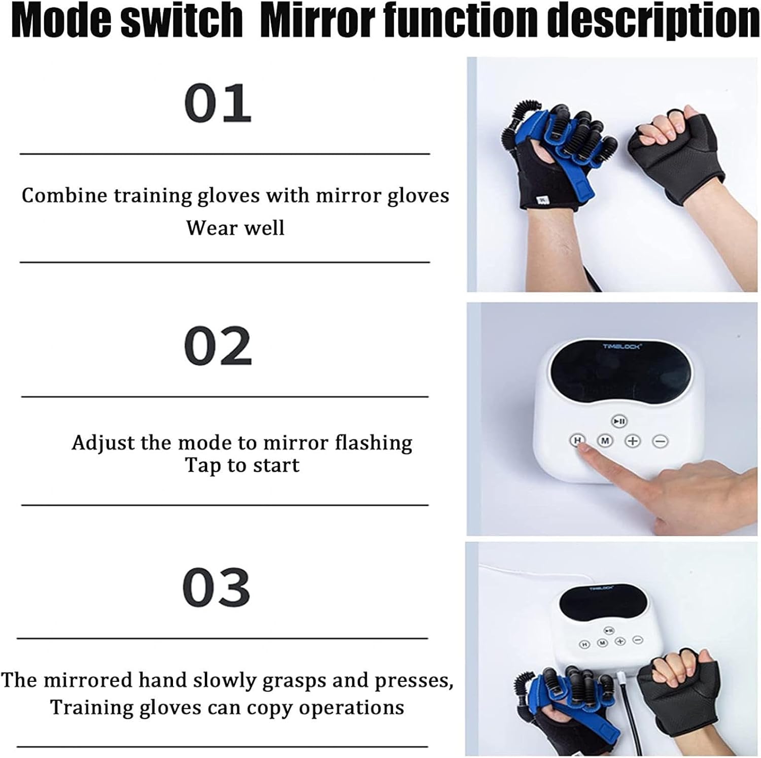 Disability Aids Rehabilitation Equipment Hemiplegia Finger Rehabilitation Trainer Robot Gloves with LCD Touch Screen/Timing/Training Intensity,Right-S