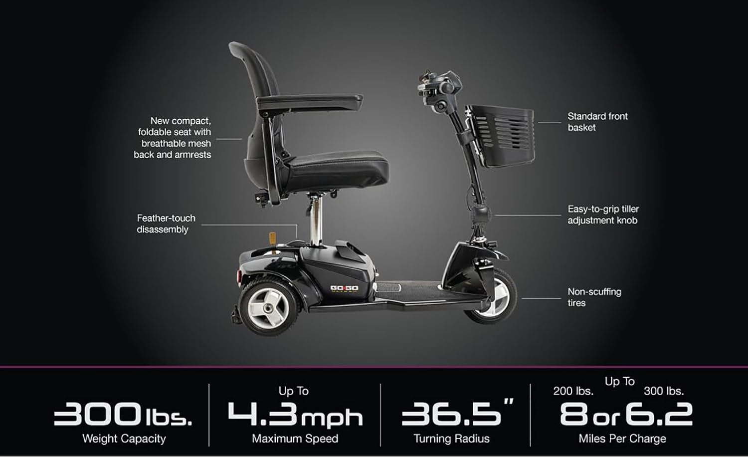 Pride, Go Go Ultra X 3-Wheel Mobility Scooter, with 5-Year Extended Warr