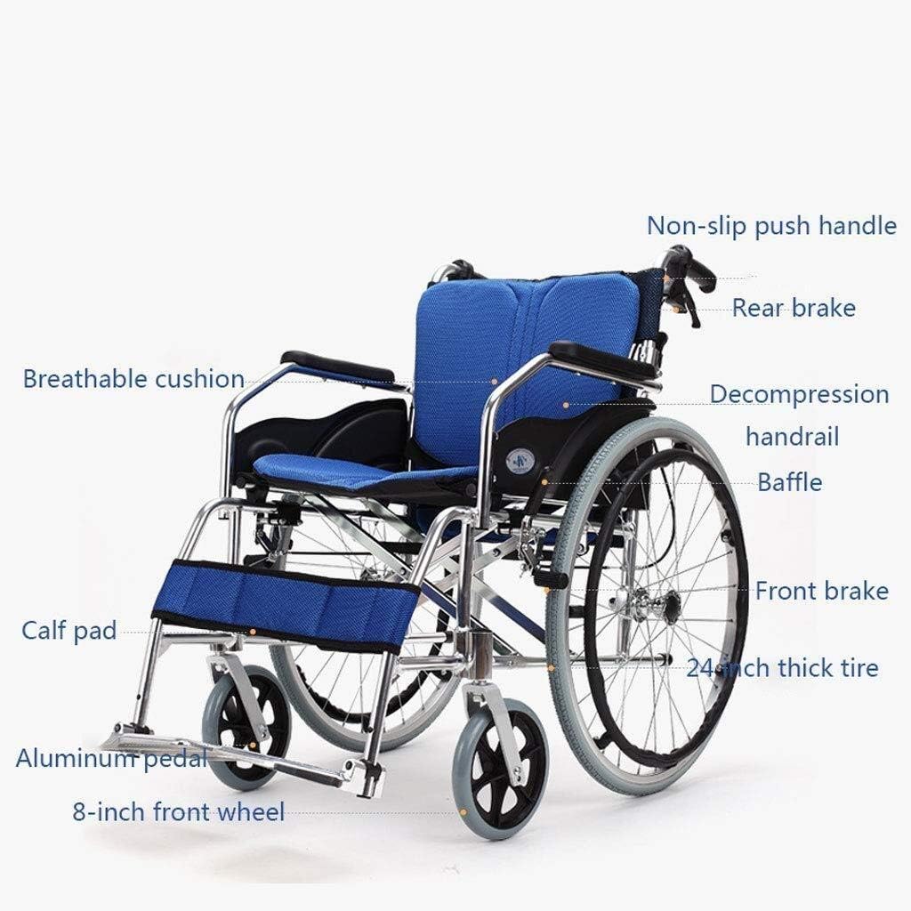 Wheelchair, Comfortable Durable Thicken Aluminum Alloy Fold Light Elderly/Disabled Portable Trolley Scooter,Portable