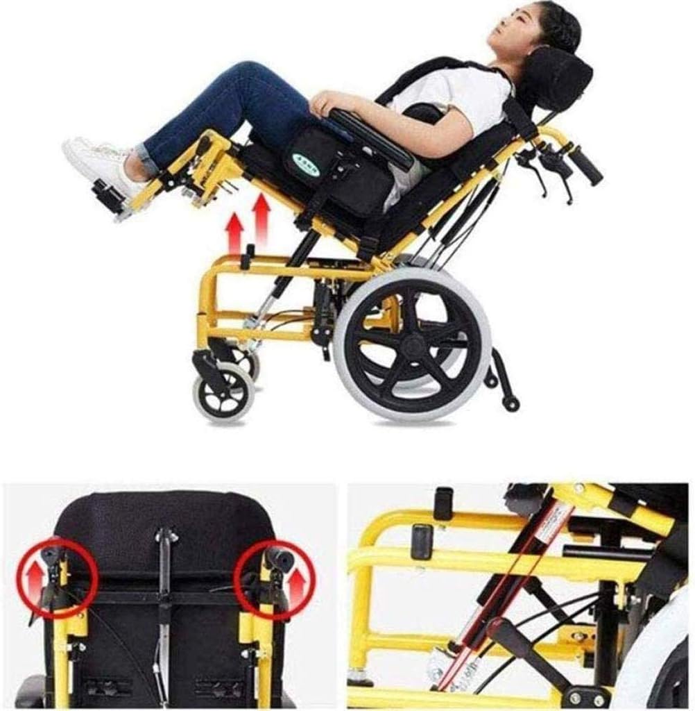 Wheelchair Self-Propelled, Portable Foldable Travel Trolley with Locking Handbrake Moveable and Flip Arm Disabled/Elderly/Child Trolley Scooter,Portable (Adults)