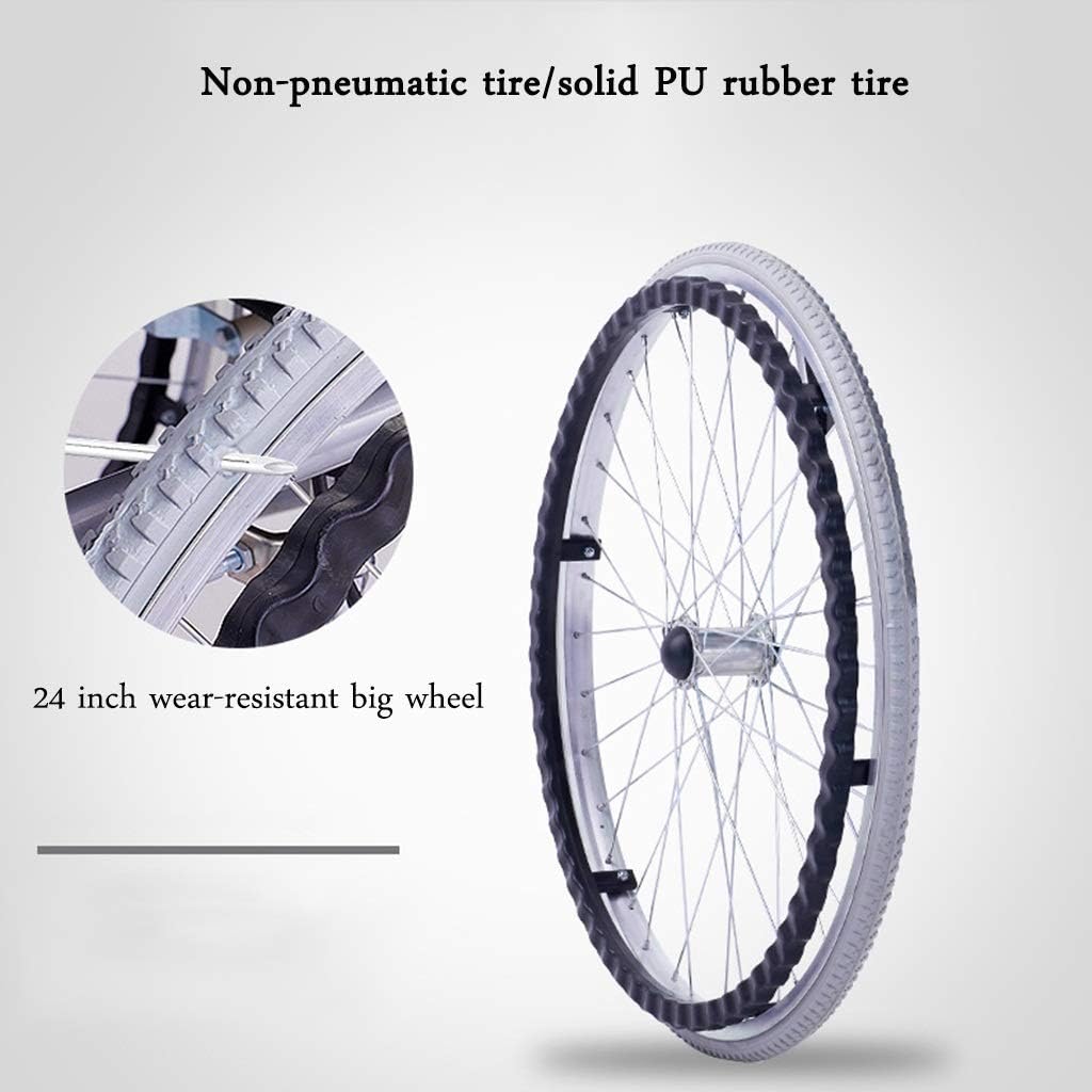 Wheelchair High Backrest Fold Super Light, Portable with Toilet No Need for Pneumatic Tires Lying Down Self-Propelled Senior/Disabled Trolley Scooter,Portable