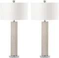 SAFAVIEH Lighting Collection – Set of 2 Ollie Modern Contemporary Cream Faux Snakeskin 32-Inch Table Lamps, LED Bulbs Included, Bedroom Living Room Home Office (LIT4404G-SET2)