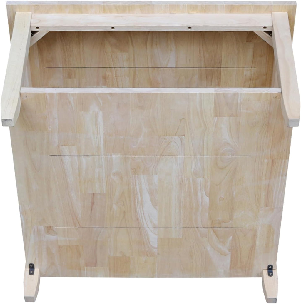 IC International Concepts, Solano Square Coffee Table, Solid Real Wood, Sturdy Parawood, Living Room/Family Room/Entryway, 32'W x 32'D x 18'H with Shelf, Paint/Stain Ready, Unfinished