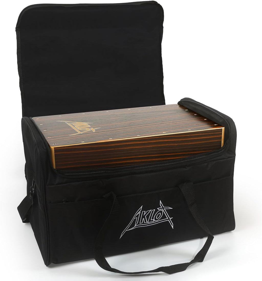 Electric Cajon,AKLOT Ebony African Blackwood 12 * 12 * 18 inch Box Drum Full Size Percussion Pickup Cajons with Snares and Electronics for Amp Above 50W
