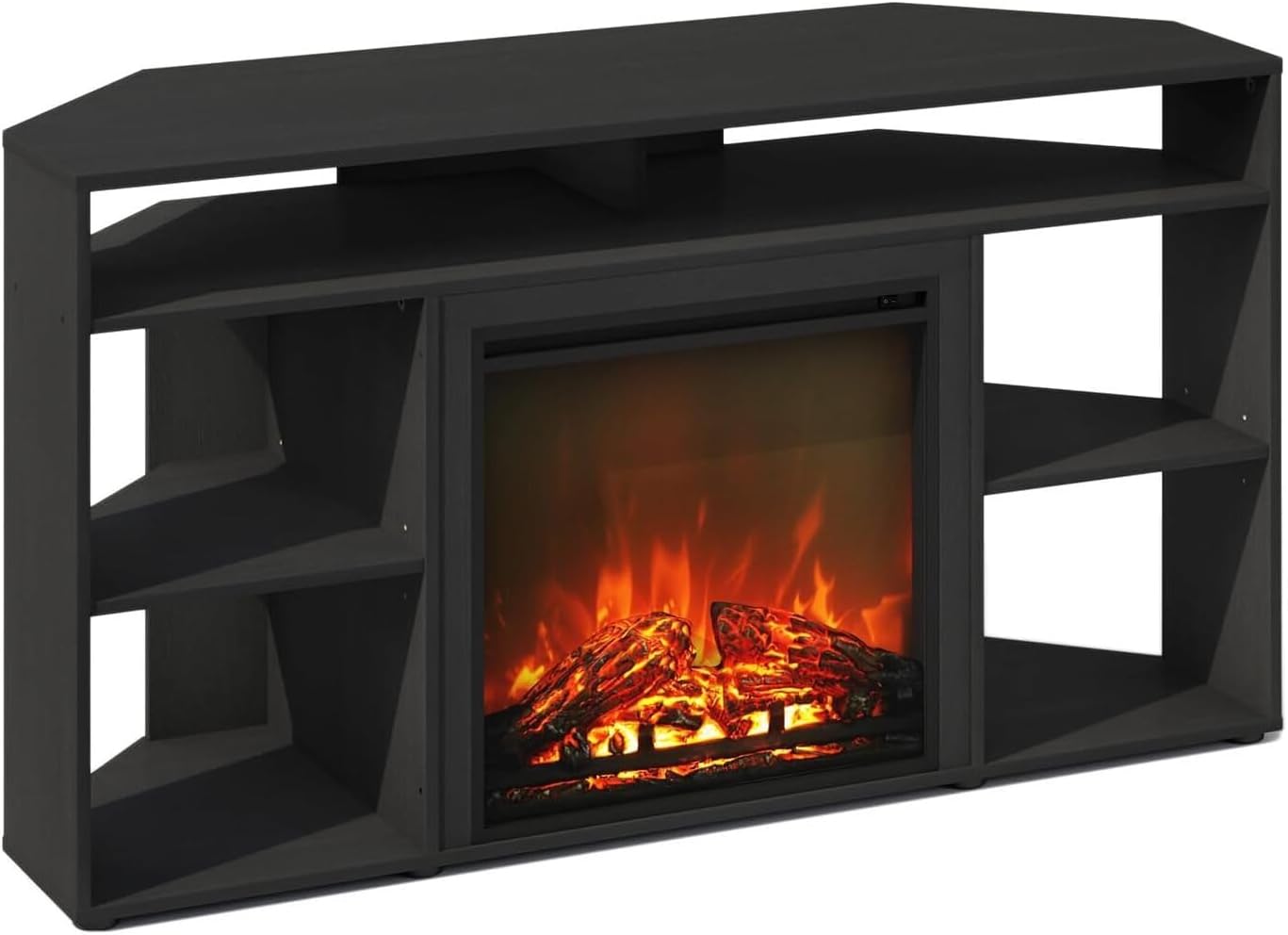 Electric Fireplace TV Stand - Corner Entertainment Center for TVs up to 55 Inch Americano/Corner with Top Shelf