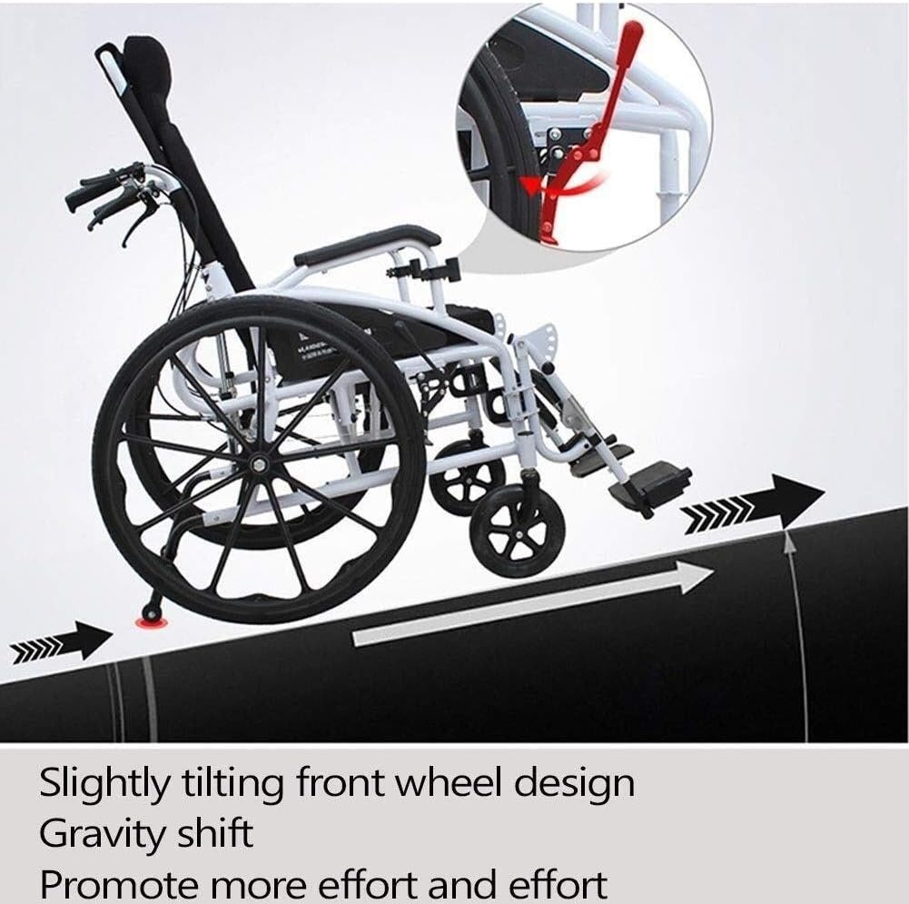 Wheelchair Foldable, High Back Self-Propelled with Non-Pneumatic Tire Adjustable Pedals Double Brake Mobile Toilet Elderly/Disabled Push Scooter,Portable