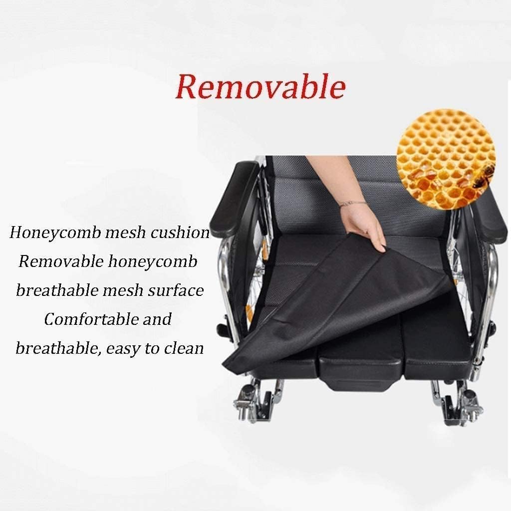 Wheelchair Foldable， Self-Propelled with Adjustable Pedals Non-Pneumatic Tire Honeycomb Breathable Cushdisabled/Elderly Push Scooter(Blue)