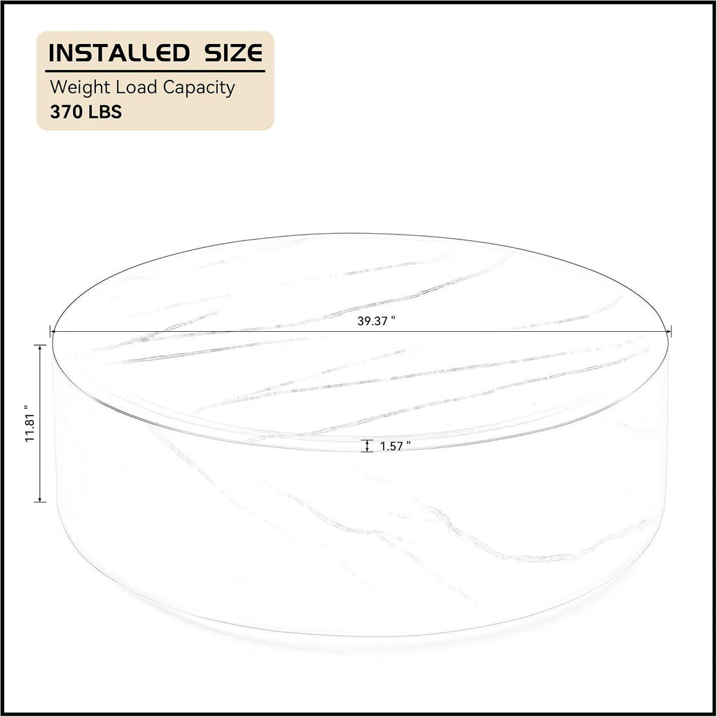 JUSTONE Round Coffee Tables for Living Room,Faux Mars Pattern Modern Minimalist Side Tables Accent End Table End Table for Apartment,Office,No Need Assembly Ø39.37' x 12'H,Marble