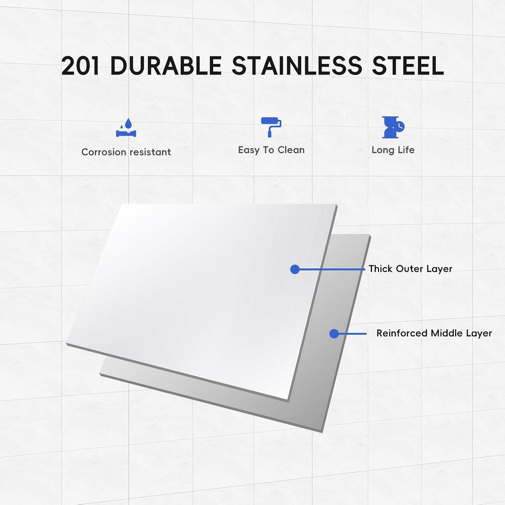 Garvee 36x24 in NSF Stainless Steel Prep Table with Adjustable Overshelves & Hooks – Commercial Kitchen Island for Restaurant, Home & Hotel, Heavy-Duty Workbench with Rust-Resistant Coating