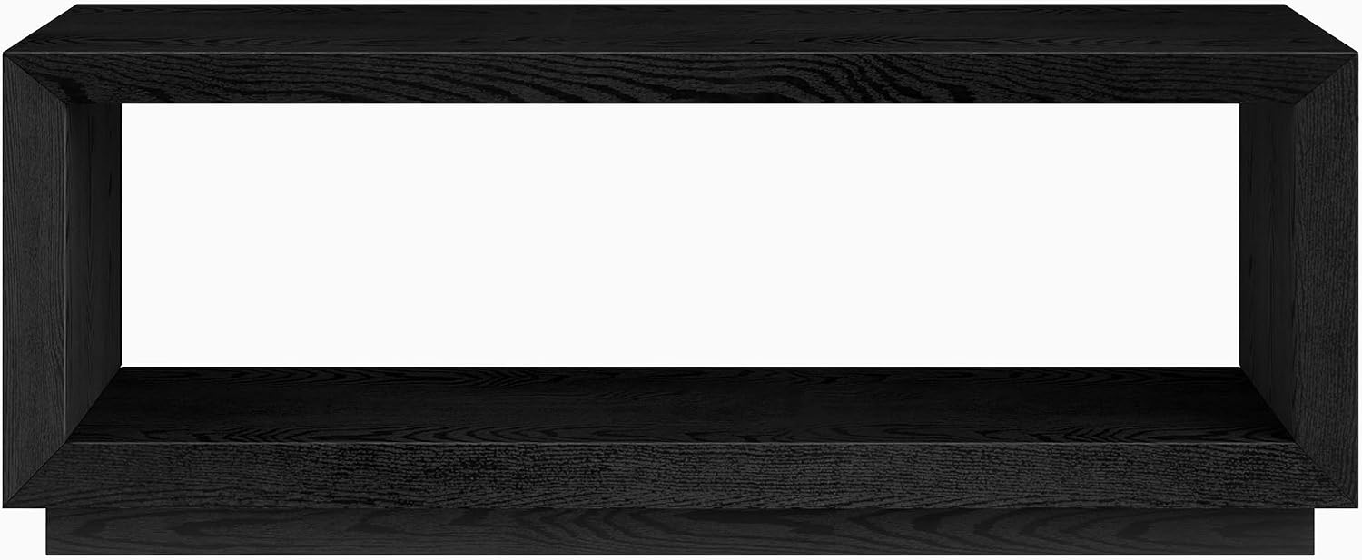 Henn&Hart 48' Rectangular Coffee Table with Open Storage Shelf for Living Room, Family Room, or Office, Natural Black