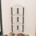 Small Corner Shelf, 3-5Tier Wall Corner Bookshelf, Free Standing Corner Bookshelf, Stylish Display Shelf for Small Space, Living Room, Bedroom(White+Black,4nd Floor)