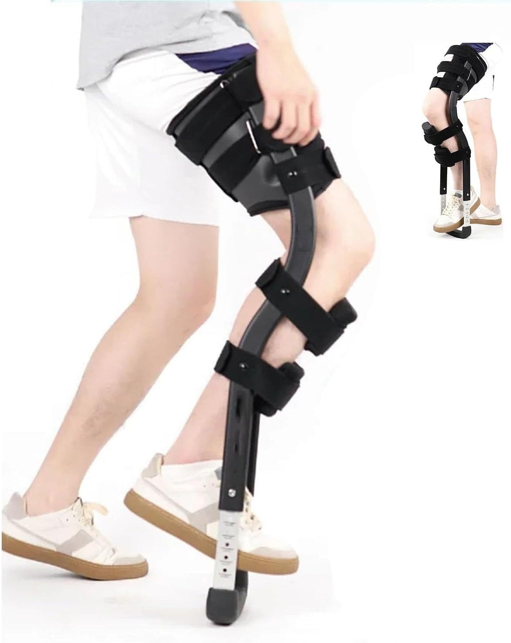 FoRes Walking Aids Pain Free Knee Crutch Hands Free Crutch Adjustable Crutches for Walking Leg Knee Mobility Support for Disability Elderly Injury Ankle Fracture