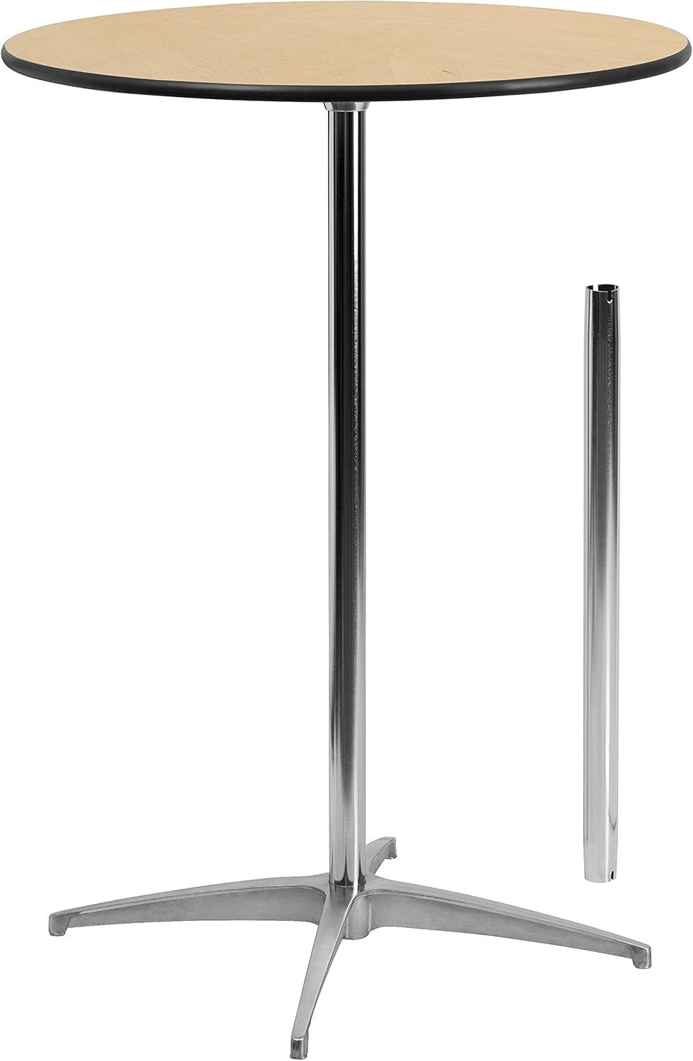Flash Furniture Lars 30' Round Cocktail Table with 30' and 42' Columns, Adjustable Standard or Bar Height Round Table for Events or Home Use, Natural
