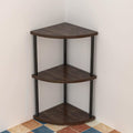 Small Corner Shelf, 3-5Tier Wall Corner Bookshelf, Free Standing Corner Bookshelf, Stylish Display Shelf for Small Space, Living Room, Bedroom(Black,3nd Floor)