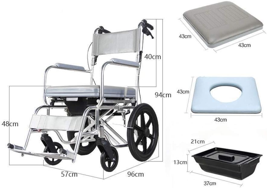 Wheelchair Aluminum Alloy, with Toilet Multifunction Portable Fold Light Trolley Seniors/Disabled Scooter,Portable