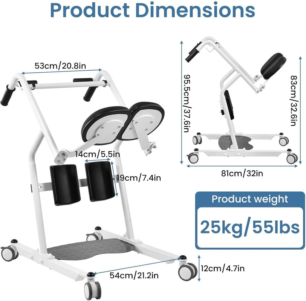 Sit to Stand Lift for Elderly Patient Lift Chair Transport Unit with Wheels Standing Transfer Device for Home Care Disability Aid Product for Adults