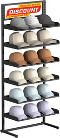 Large Hat Rack Stand, 6 Tier Adjustable Hat Organizer, Heavy Duty Freestanding Cap Storage Holder Fits Up to 180 Hats for Baseball Caps, Cowboy Hats, Metal Shelving for Home and Commercial Use