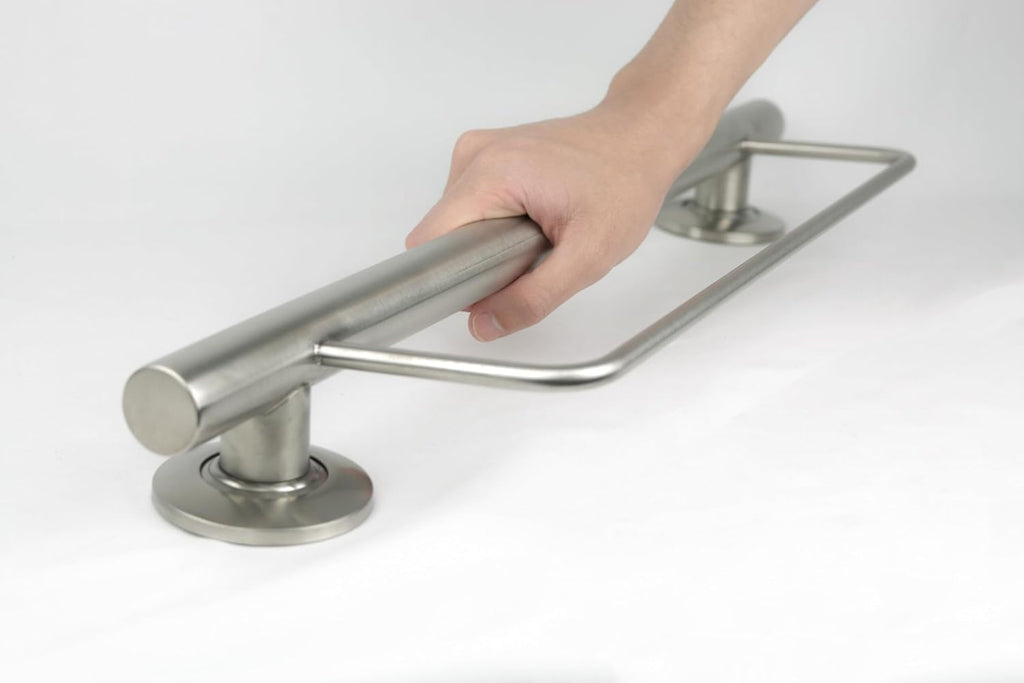 24' Designer Newport Wall Mount Bathroom Shower Grab Bar with Towel Bar, Satin Finish