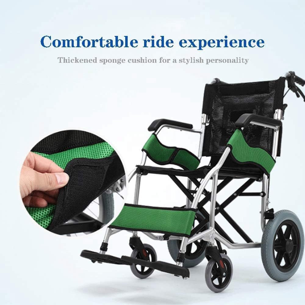 Wheelchair,Wheelchair Aluminum Folding Portable Trolley Elderly Disabled Ultra Light Portable Travel Small Wheel Scooter