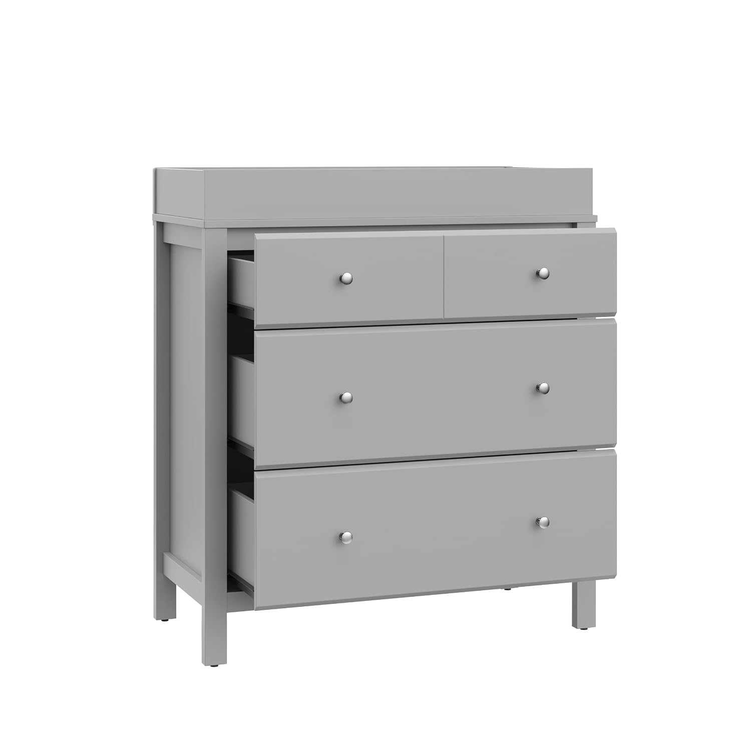 Storkcraft Horizon 3 Drawer Chest with Changing Topper (Pebble Gray) – GREENGUARD Gold Certified, Includes Removable Changing Table Topper, Chest of Drawers for Nursery & Kids Bedroom