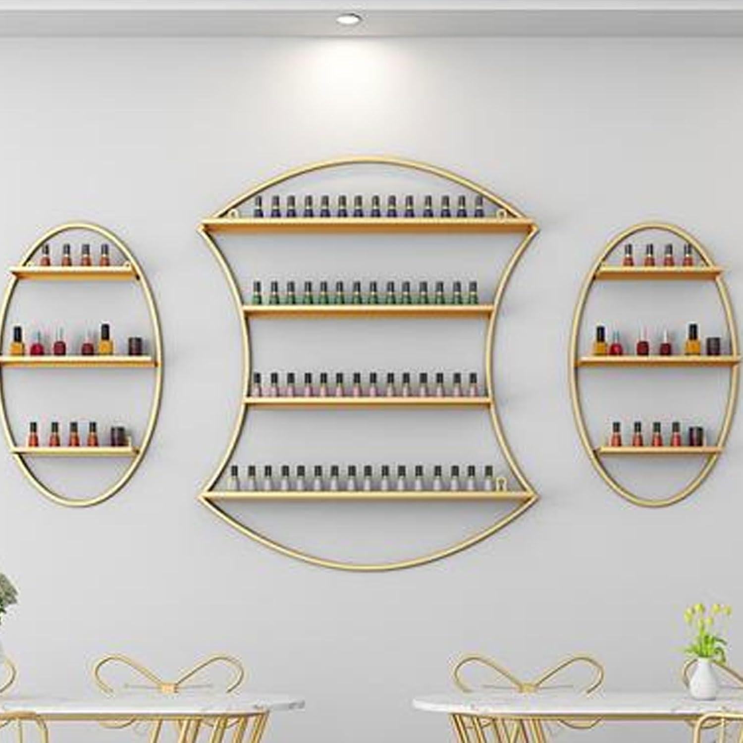 Nail Polish Rack Wall Mount Display The Corners are Smooth and Don't Scratch Your Hands Nail Polish Organizer for Nail Salon Dress Room Bedroom (Color : White)