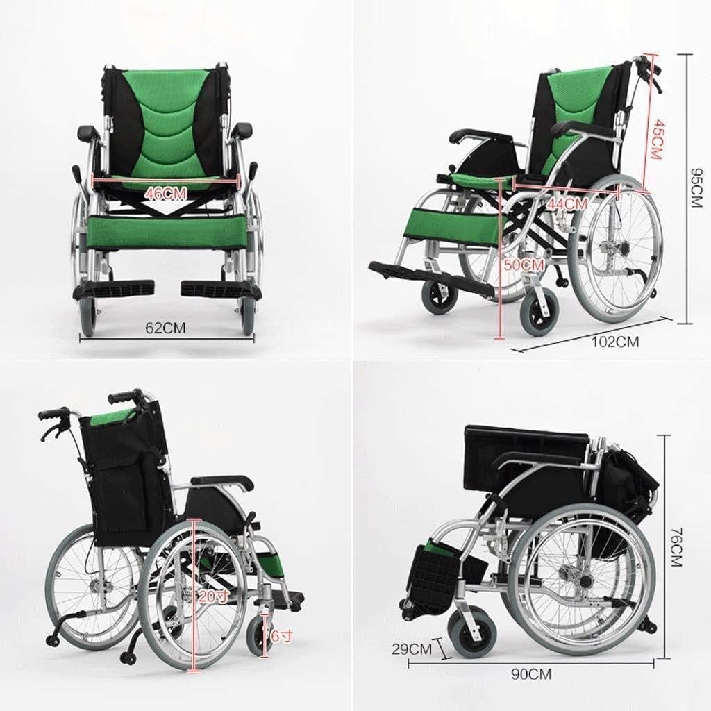 Wheelchair Aluminum Folding Self-Push,Portable Light Travel Trolley Seniors Disabled Scooter Four-Wheeled Vehicle,Portable