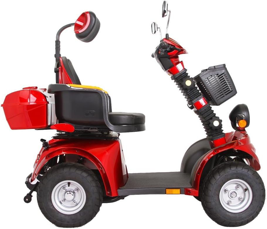 Mobility Scooters for Seniors & Adults 400 Lb Weight All Terrain,Heavy Duty Foldable 4-Wheel Powered Scooter,Disability Electric Wheelchair with Lightweight Frame,Electromagnetic Brake,Red