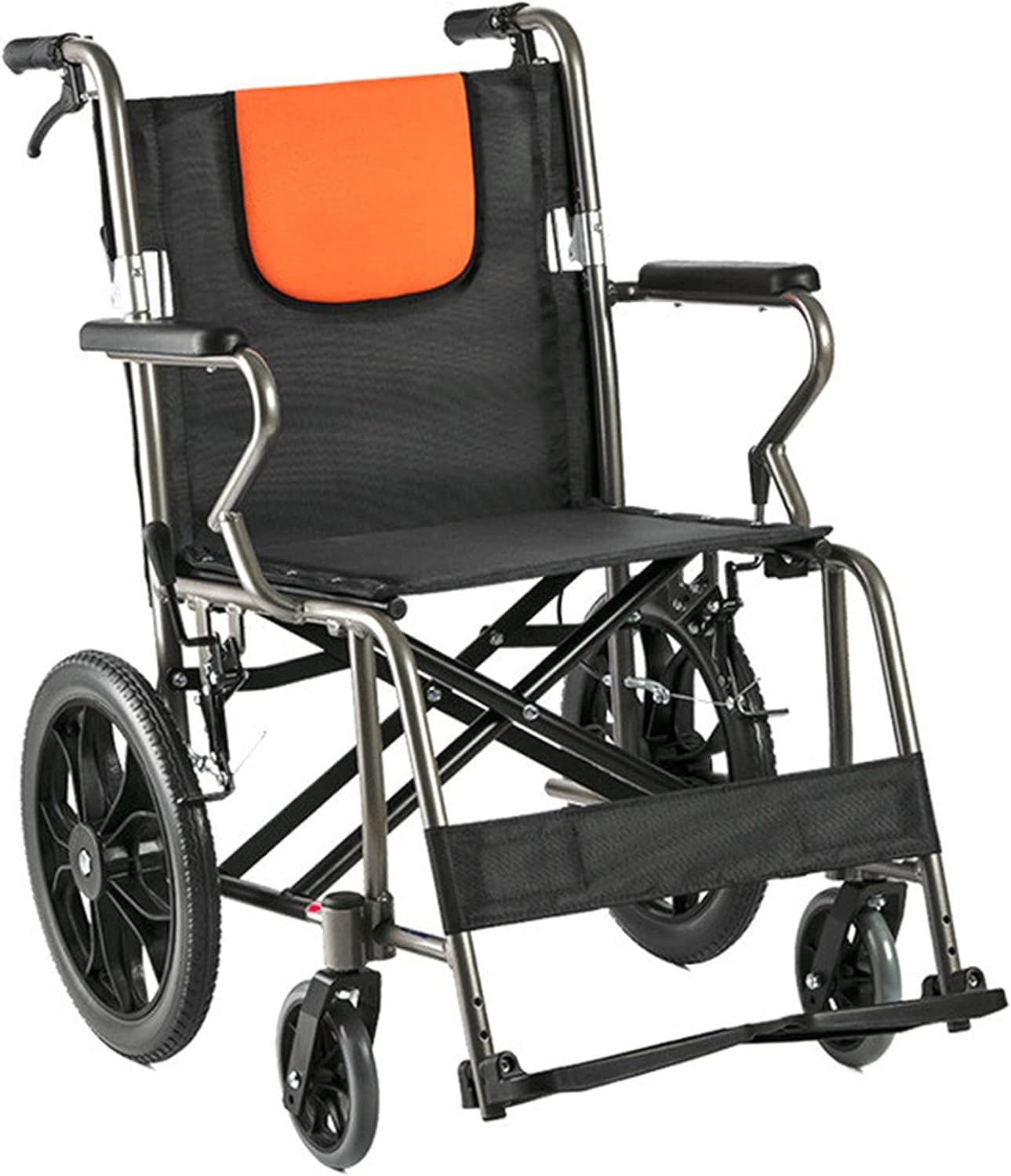 Wheelchairs Folding Wheelchairs,Folding Wheelchair Net Weight 12Kg,Widened Seat,High Backrest,4 Brakes,Easy to Fold 14Inch Small Wheel Scooter for The Elderly with Disabilities