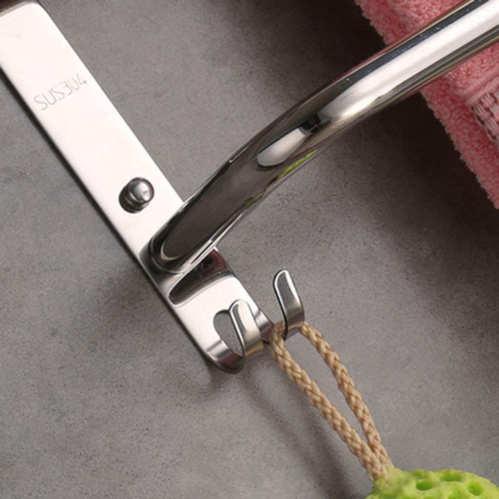Double-Layer Yellow Multifunctional Wall-Mounted Towel Rack with Brass and Solid Wood Nail-Free Glue Installation-Length 60CM Wall Mounted Towel Bar Hanging for Kitchen Bathroom Cupboard (90cm)