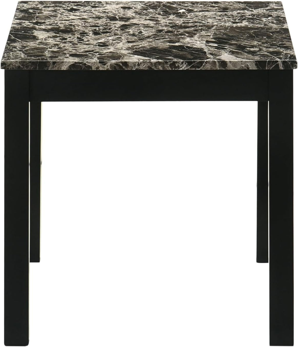 Furniture of America Isime Modern Contemporary Solid Wood 47.5-inch 3-Piece Coffee Table Set with Faux Marble Top for Living Room, Office, Black and White