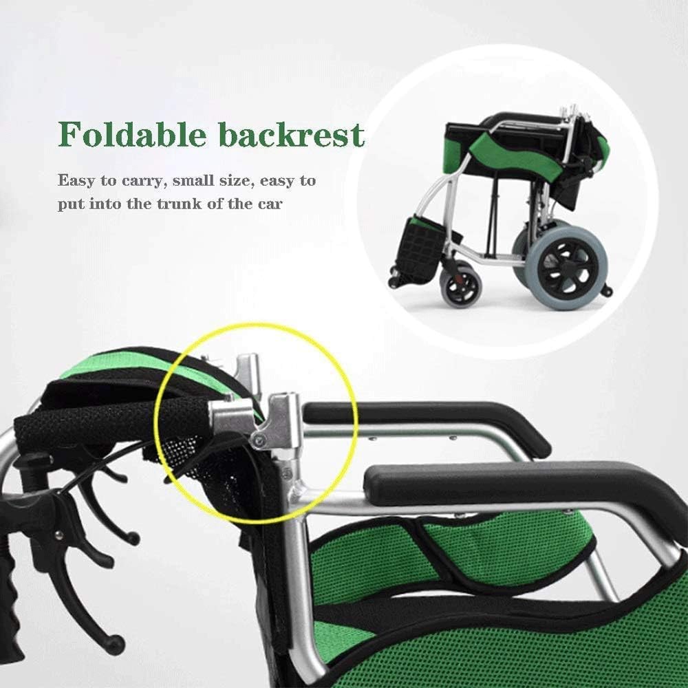 Wheelchair,Wheelchair Aluminum Folding Portable Trolley Elderly Disabled Ultra Light Portable Travel Small Wheel Scooter