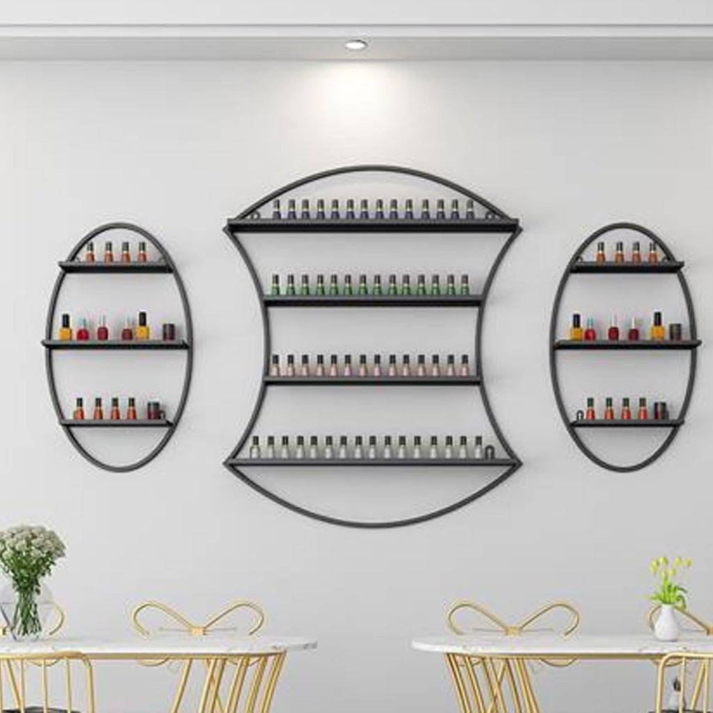 Nail Polish Rack Wall Mount Display The Corners are Smooth and Don't Scratch Your Hands Nail Polish Organizer for Nail Salon Dress Room Bedroom (Color : Black)