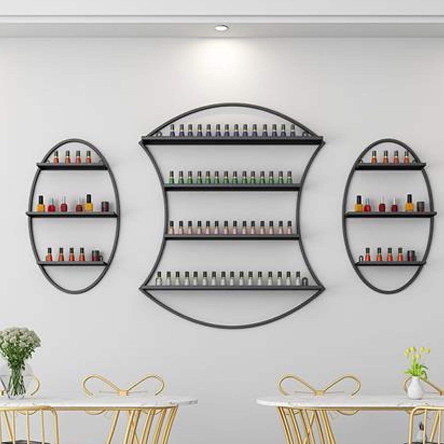 Nail Polish Rack Wall Mount Display The Corners are Smooth and Don't Scratch Your Hands Nail Polish Organizer for Nail Salon Dress Room Bedroom (Color : Black)