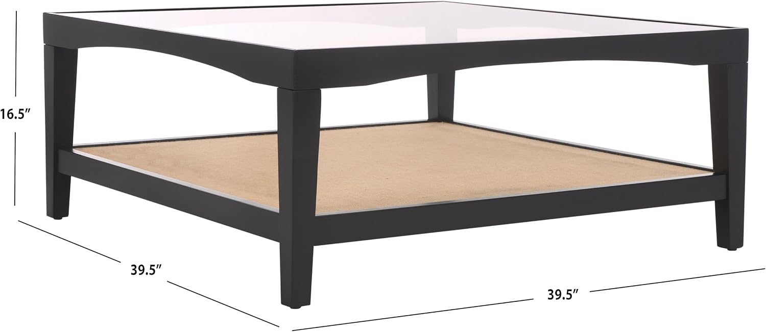 SAFAVIEH Couture Collection Nicolella Black Square Glass & Linen Coffee Table