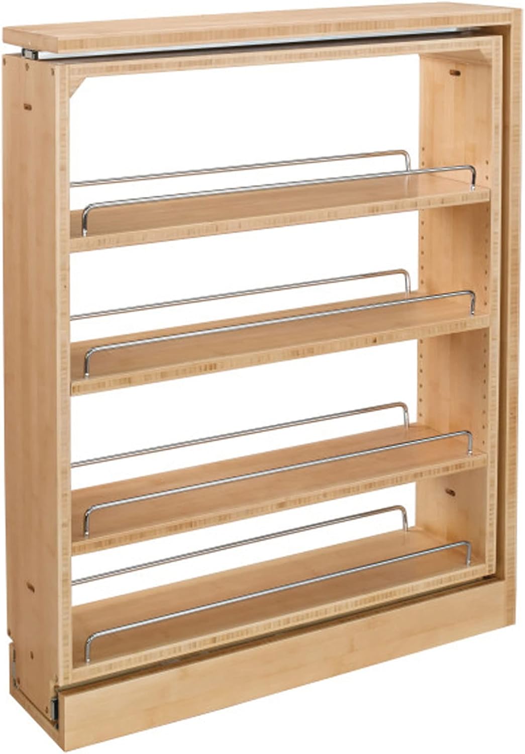 Rev-A-Shelf Pullout Filler for Between Base Kitchen Cabinets, Wooden Pantry Storage Shelves for 6' W x 30' H Opening, New Install Only, 432-BF-6C