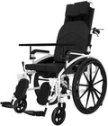 Wheelchair Foldable, High Back Self-Propelled with Non-Pneumatic Tire Adjustable Pedals Double Brake Mobile Toilet Elderly/Disabled Push Scooter,Portable